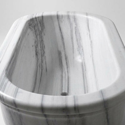 Carrara Polished Marble Freestanding Bathtub — detail