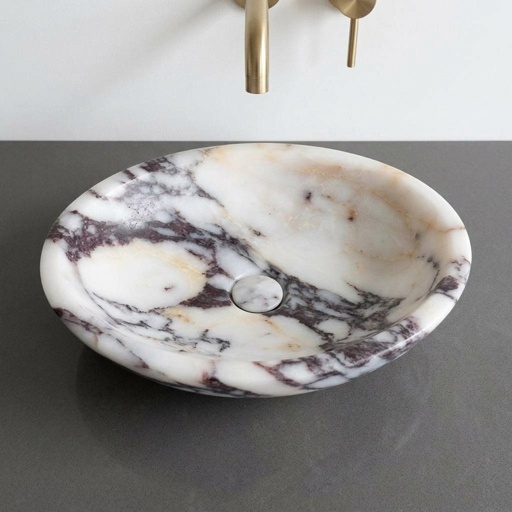 Calacatta Viola Polished Marble Vessel Sink — detail — view 4