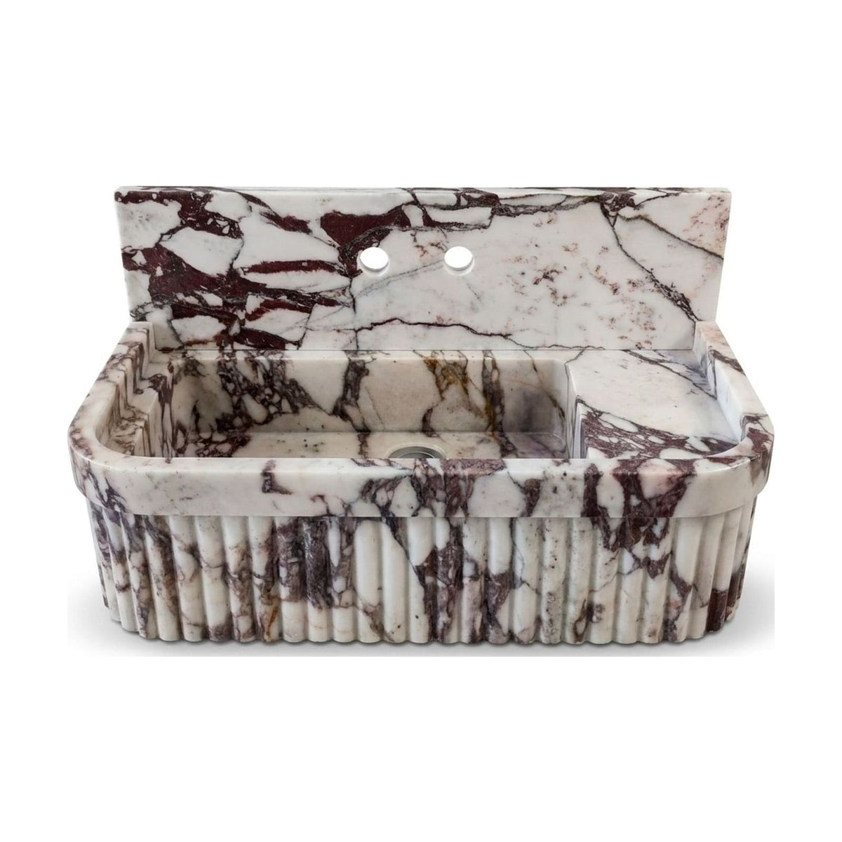 Calacatta Viola Fluted Marble Vanity with Backsplash — view 1