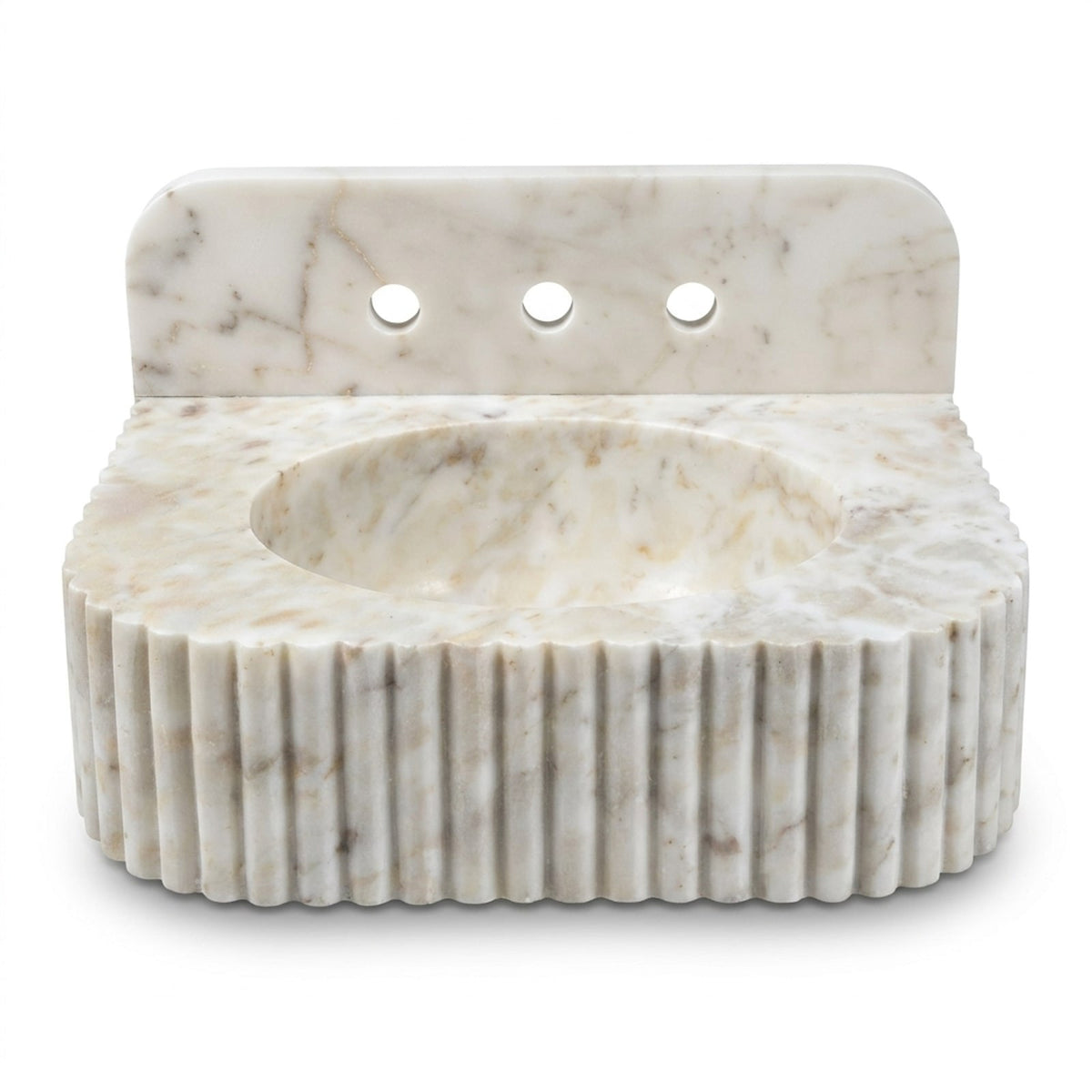 Carrara Fluted Marble Sink with Backsplash — view 1