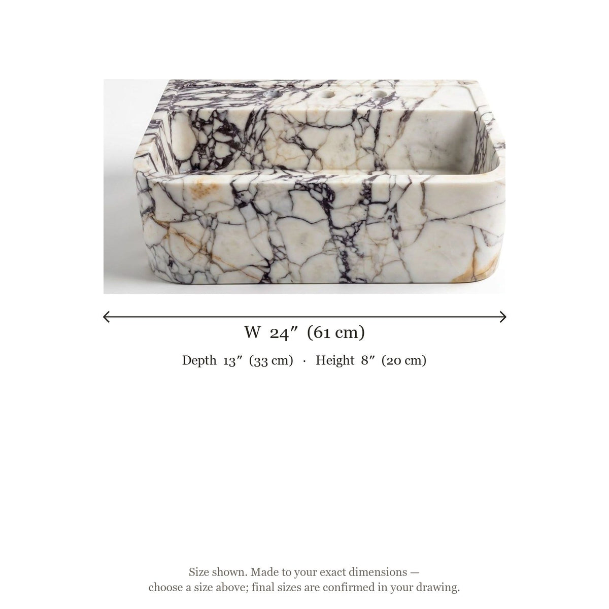 Calacatta Viola Marble Sink — dimensions — view 5