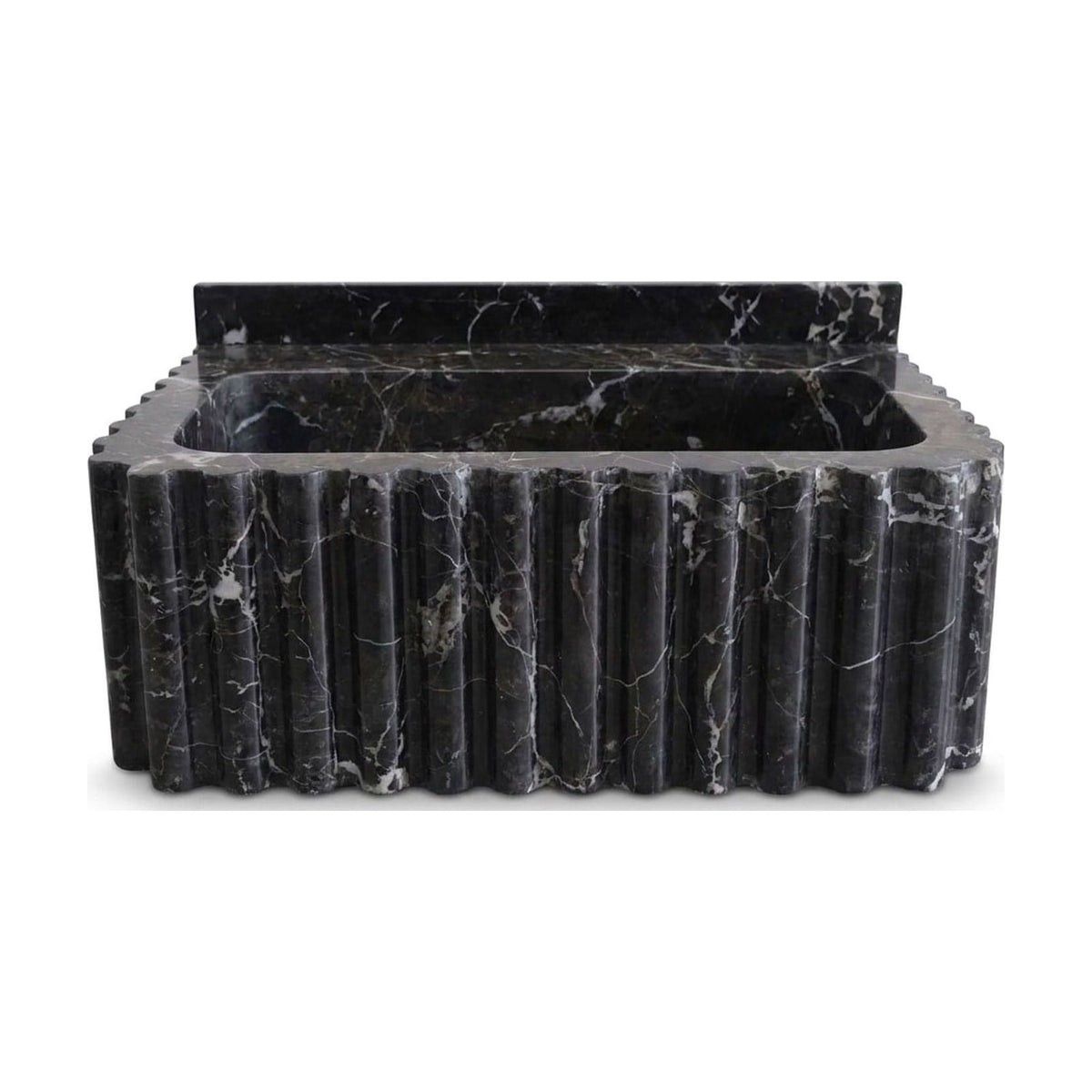 Pietra Notte Fluted Marble Sink with Backsplash — view 1