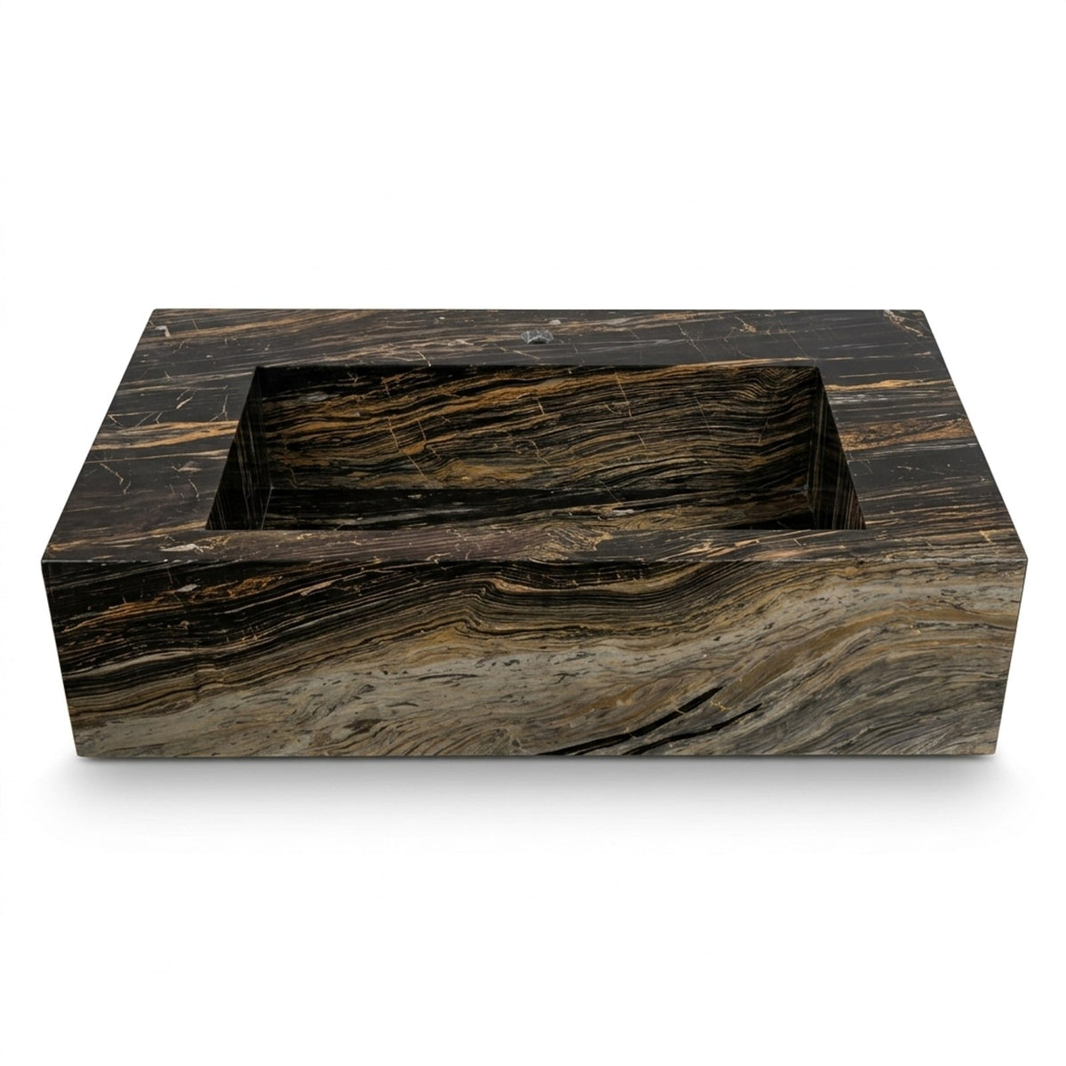 Picasso Polished Marble Rectangular Sink with Faucet Hole — view 1