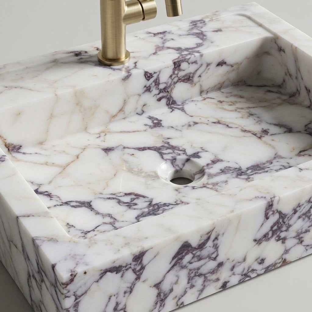 Calacatta Viola Marble Sink — detail — view 4