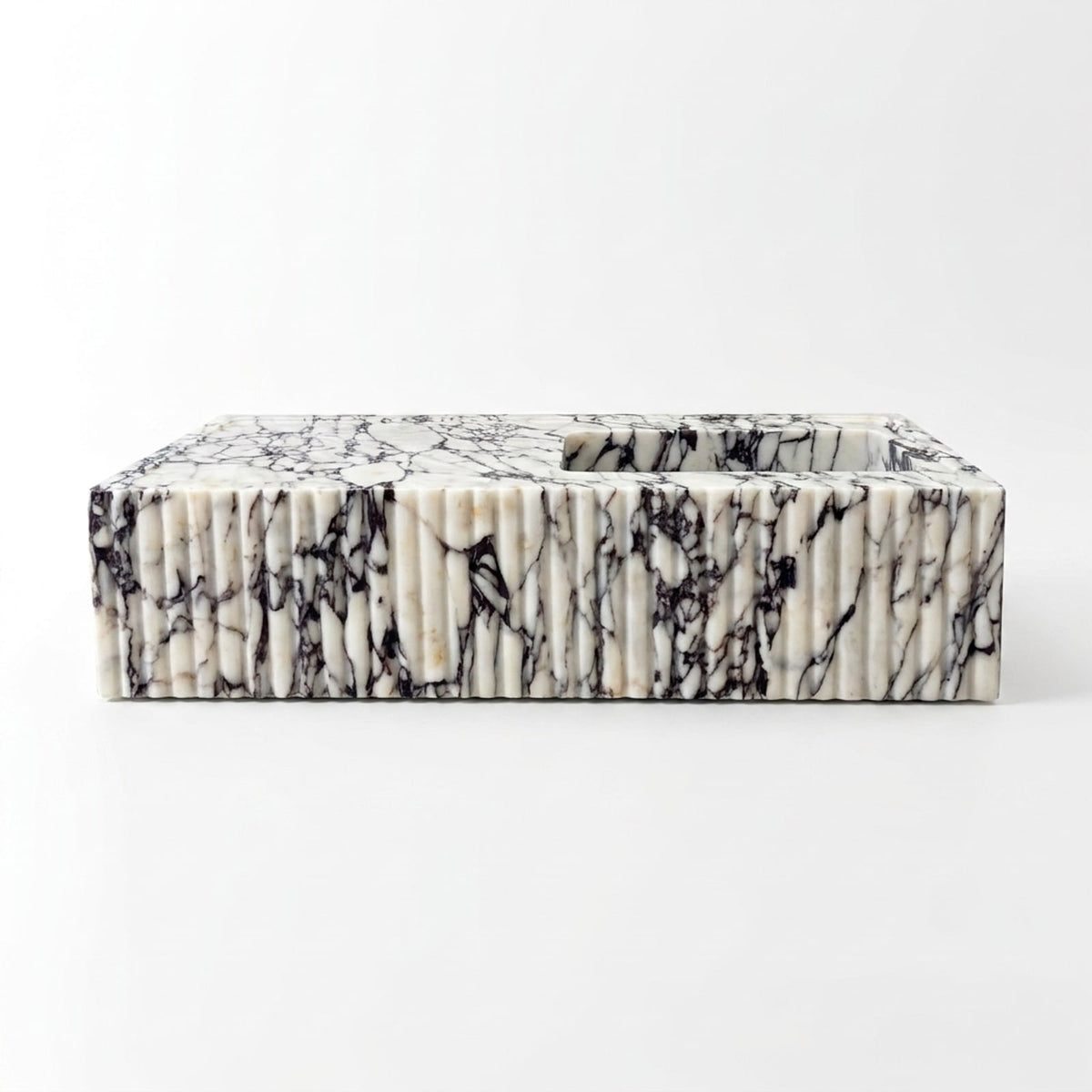 Calacatta Viola Fluted Polished Marble Vessel Sink — view 1