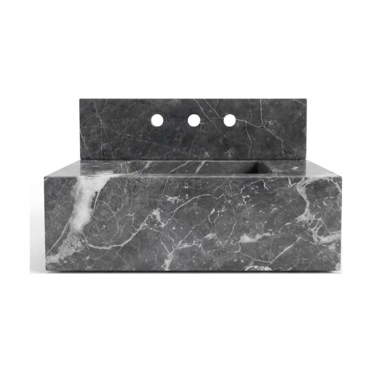 Pietra Notte Honed Marble Sink with Backsplash — view 1