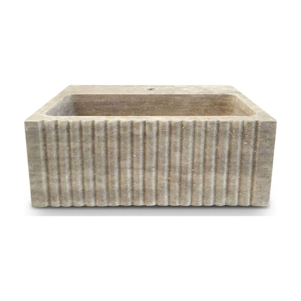 Travertine Fluted Rectangular Honed Sink — view 1