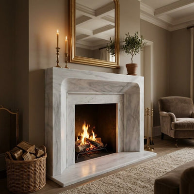 Carrara Marble Fireplace Mantel with Polished Finish — premium