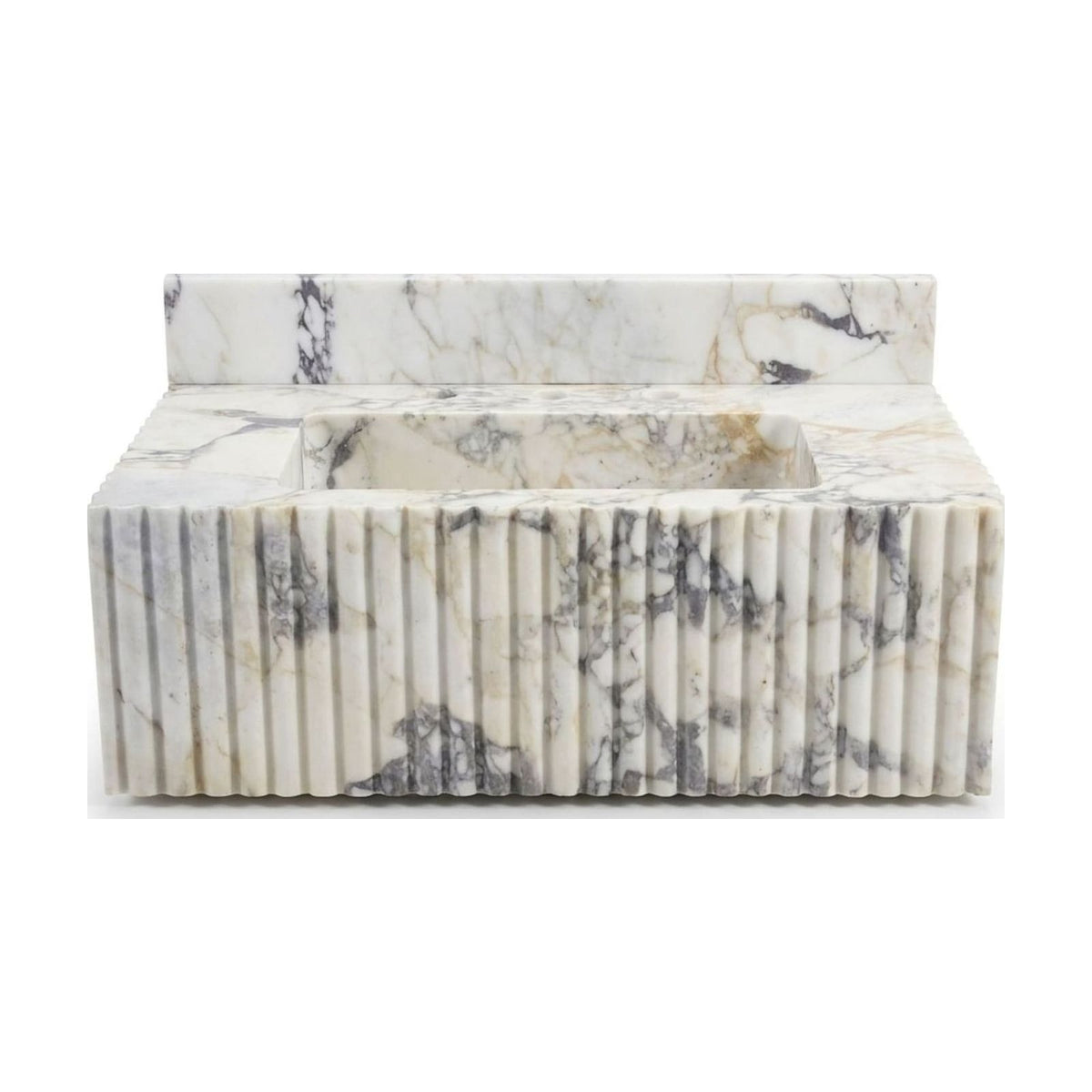 Calacatta Viola Fluted Marble Sink with Backsplash — view 1