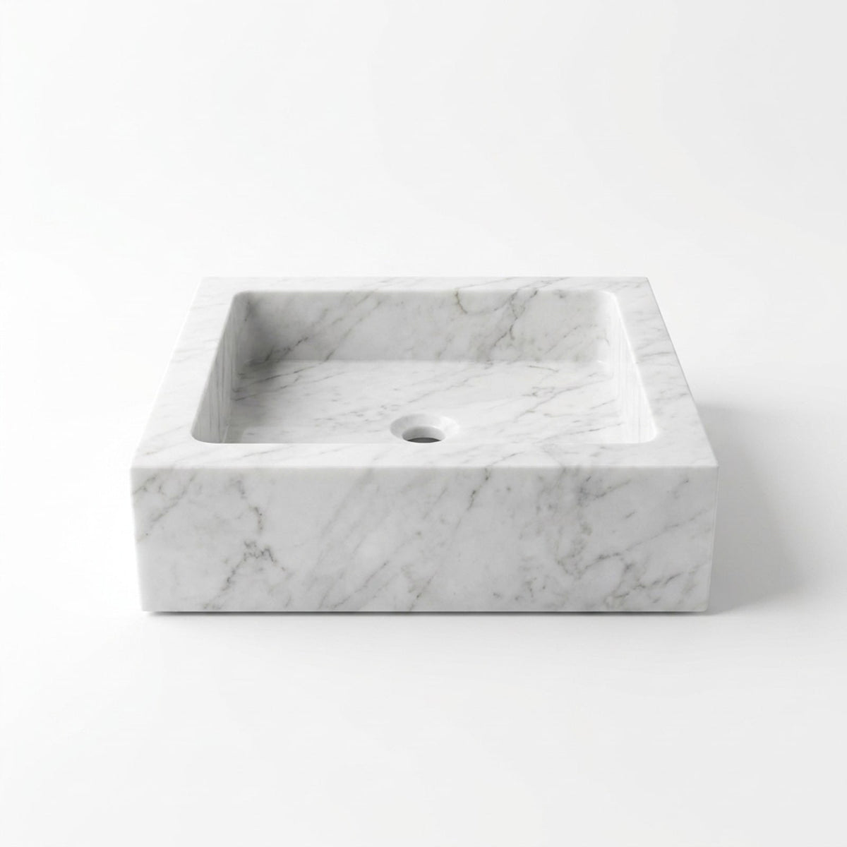 Carrara Marble Honed Rectangular Vessel Sink — view 1
