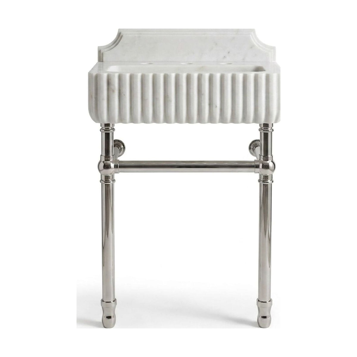 Carrara Fluted Marble Sink with Brushed Steel Stand — view 1