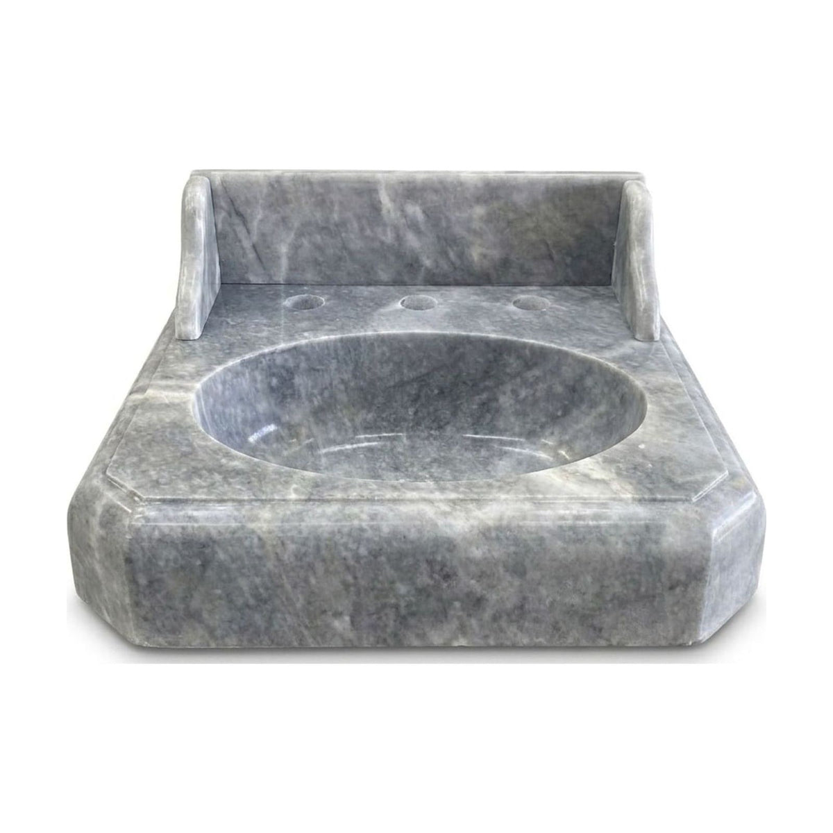 Grey Marble Sink with Integrated Backsplash — view 1