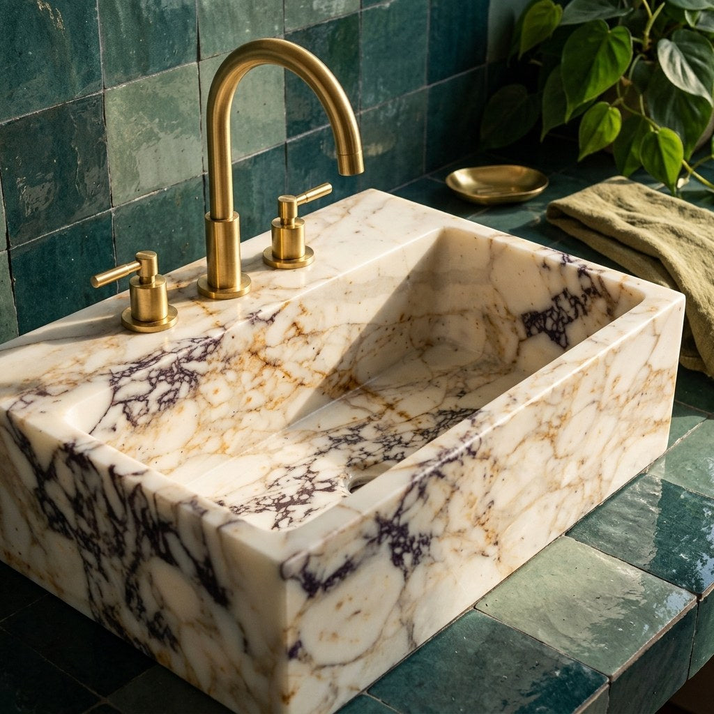 Calacatta Viola Polished Rectangular Marble Sink — premium — view 2