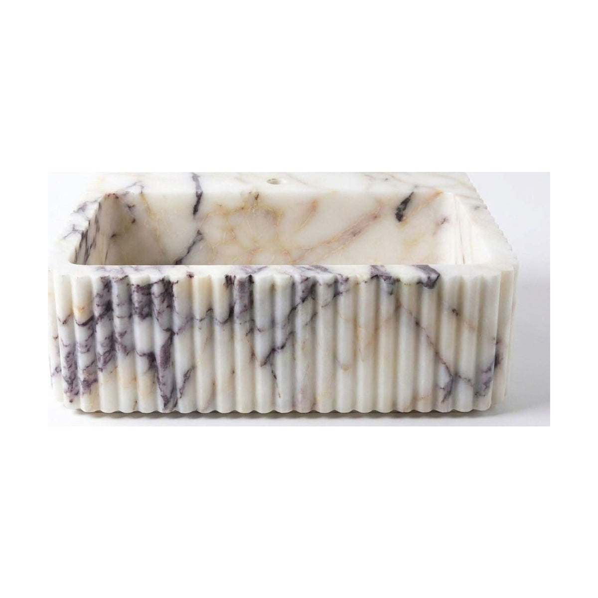 Calacatta Viola Fluted Polished Marble Sink — view 1