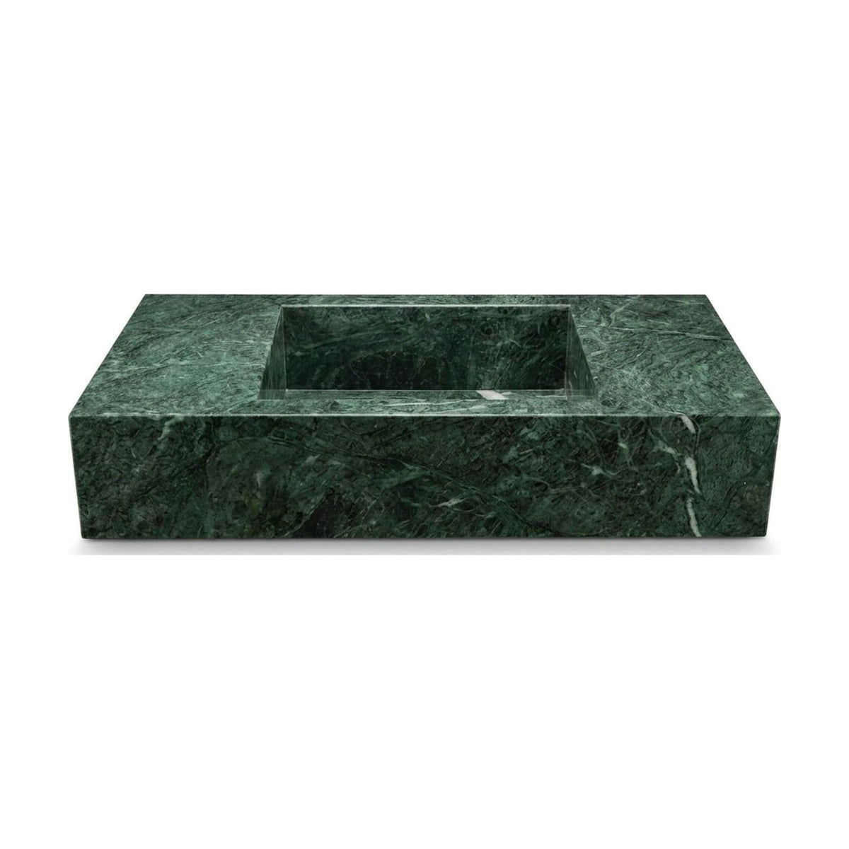 Verde Levanto Polished Rectangular Marble Vessel Sink — view 1