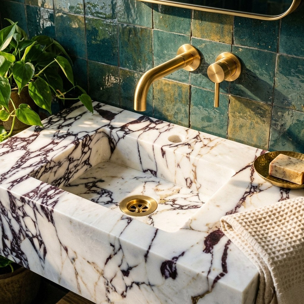 Calacatta Viola Polished Rectangular Marble Sink — premium — view 2