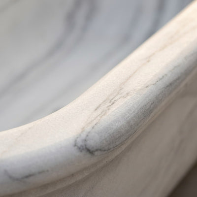 Carrara Polished Marble Freestanding Bathtub — marble detail