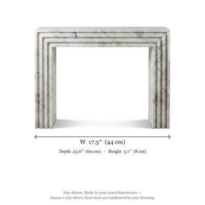 Carrara Marble Polished Stepped Fireplace Mantel — dimensions