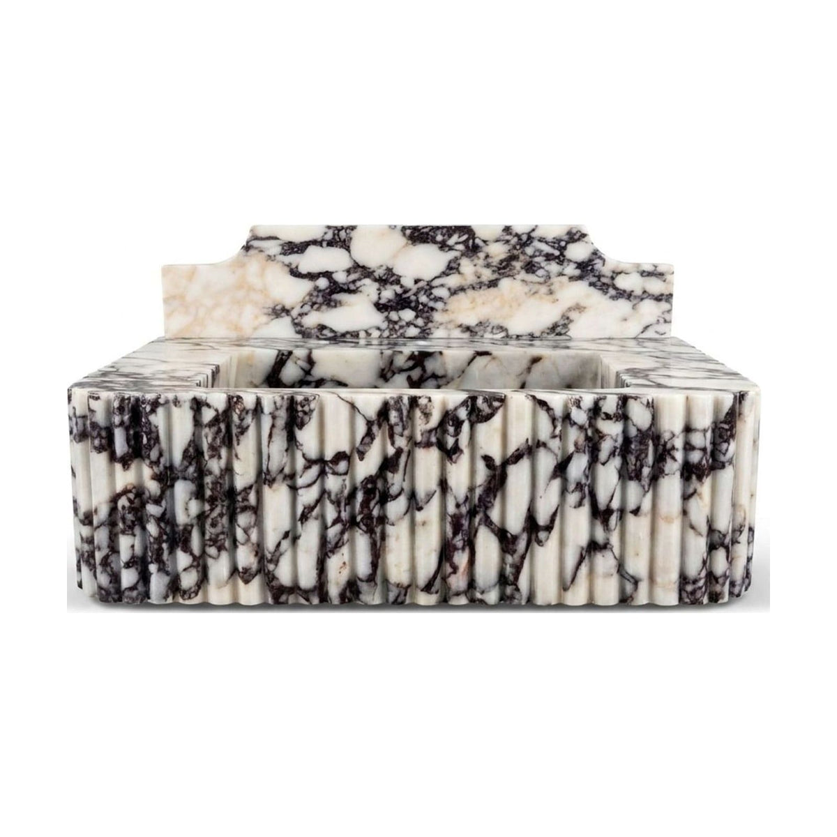 Calacatta Viola Fluted Marble Sink with Backsplash — view 1