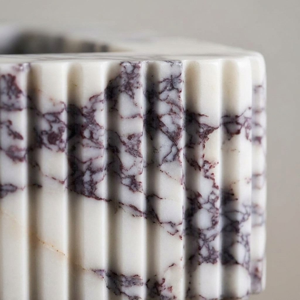 Calacatta Viola Fluted Honed Marble Vanity — marble detail — view 3