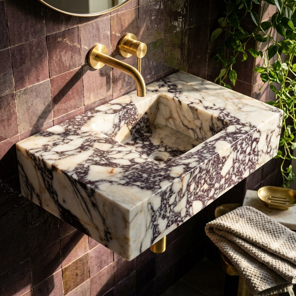 Calacatta Viola Polished Rectangular Marble Sink — premium — view 2