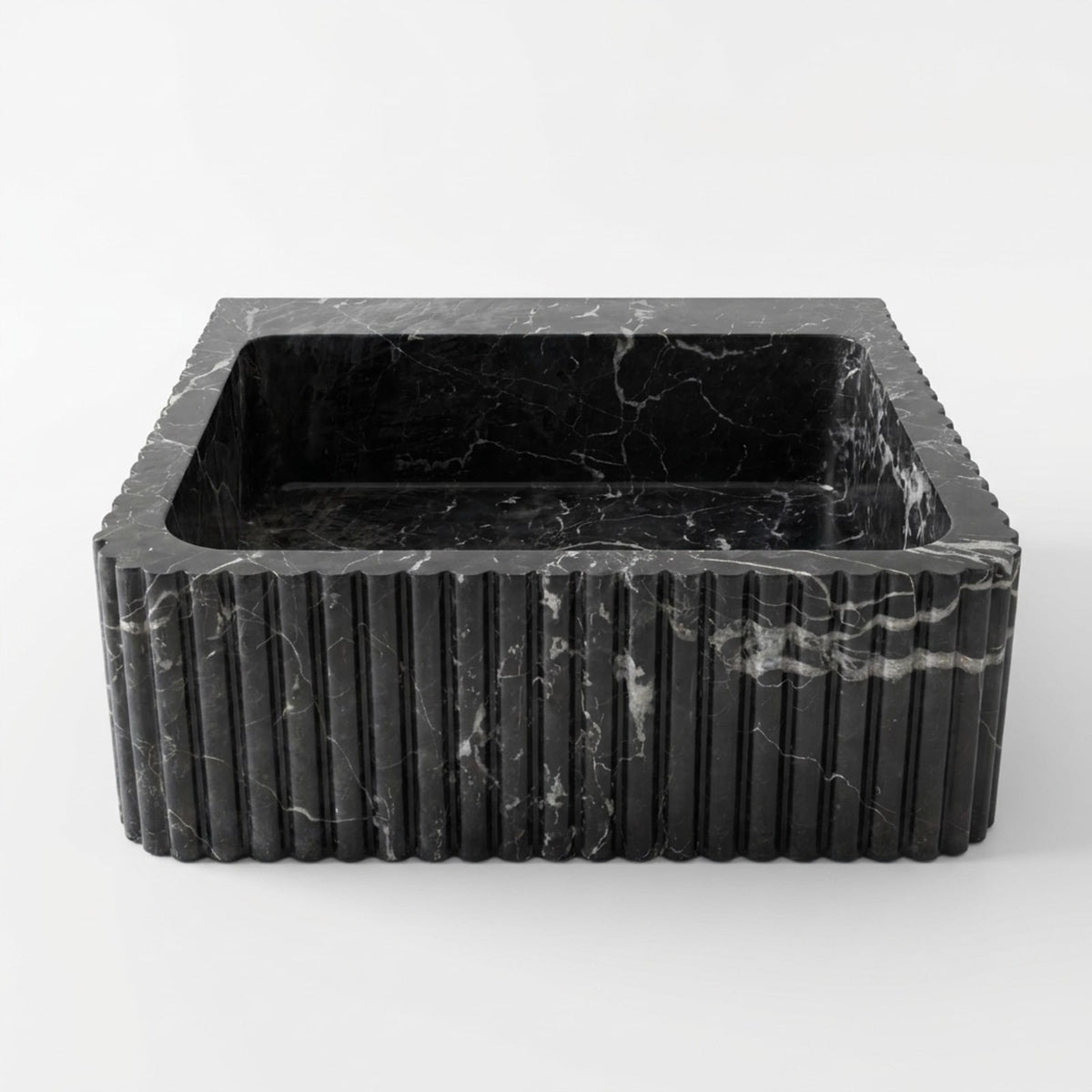 Pietra Notte Fluted Marble Vessel Sink — view 1