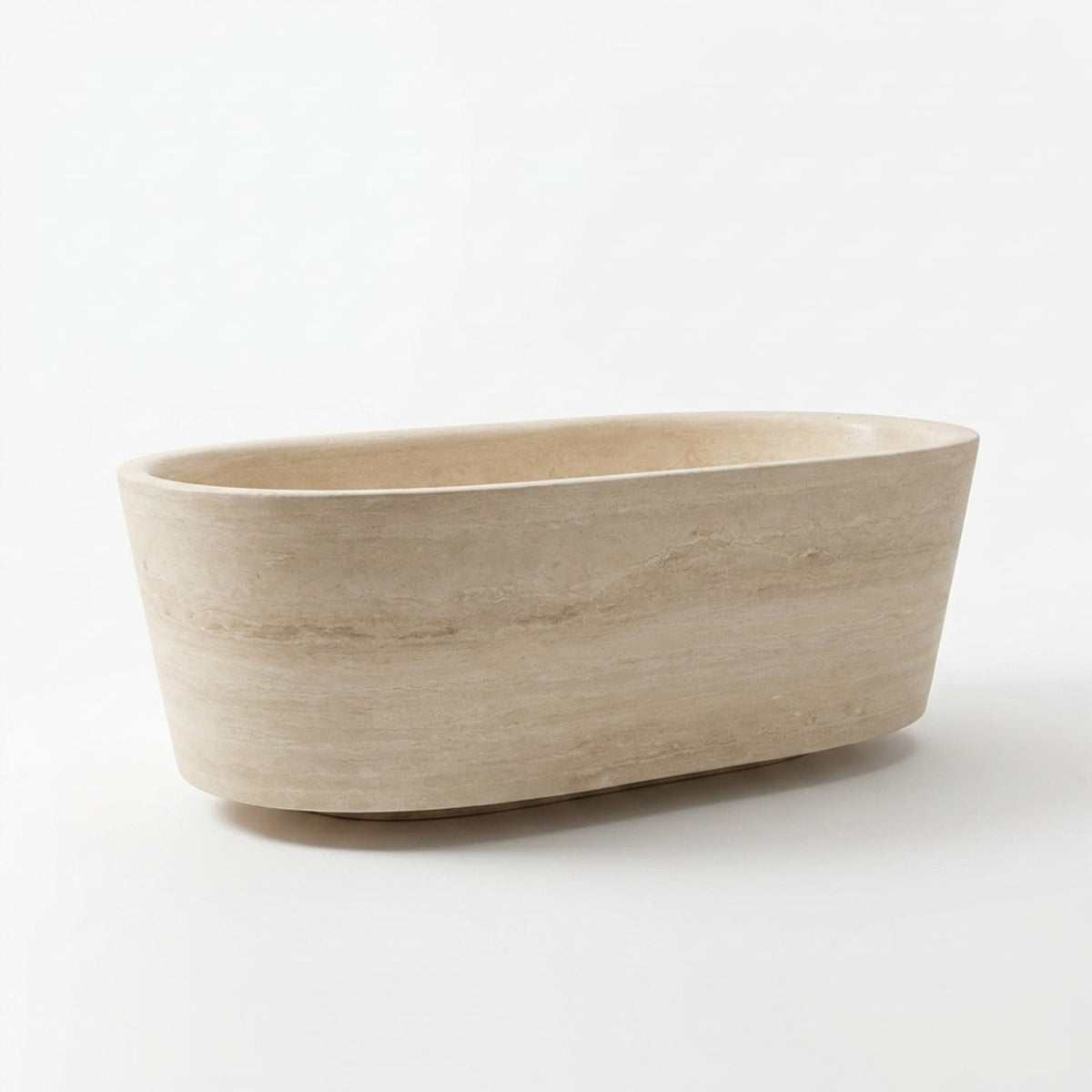 Polished Travertine Oval Freestanding Bathtub