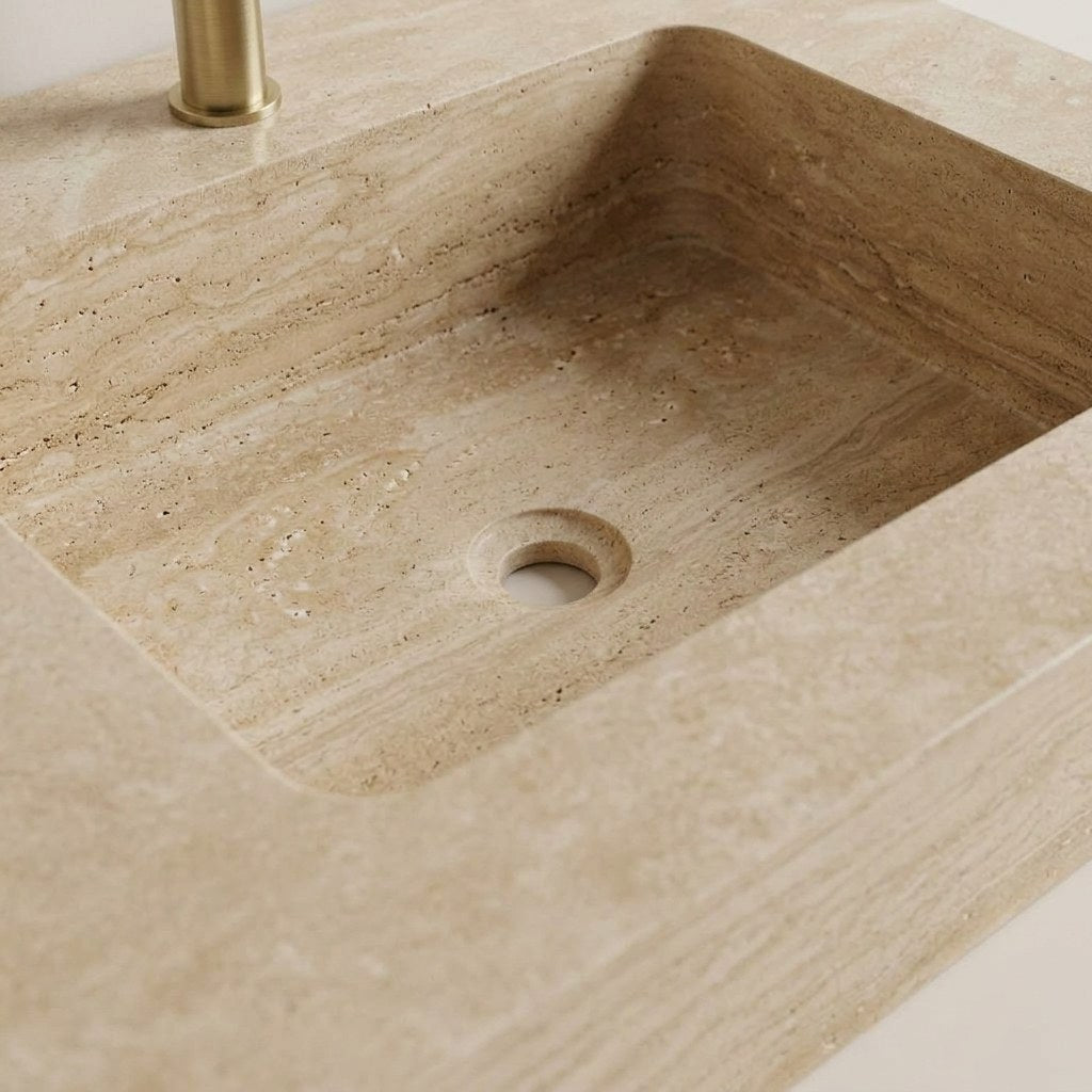 Travertine Travertine Sink — detail — view 3