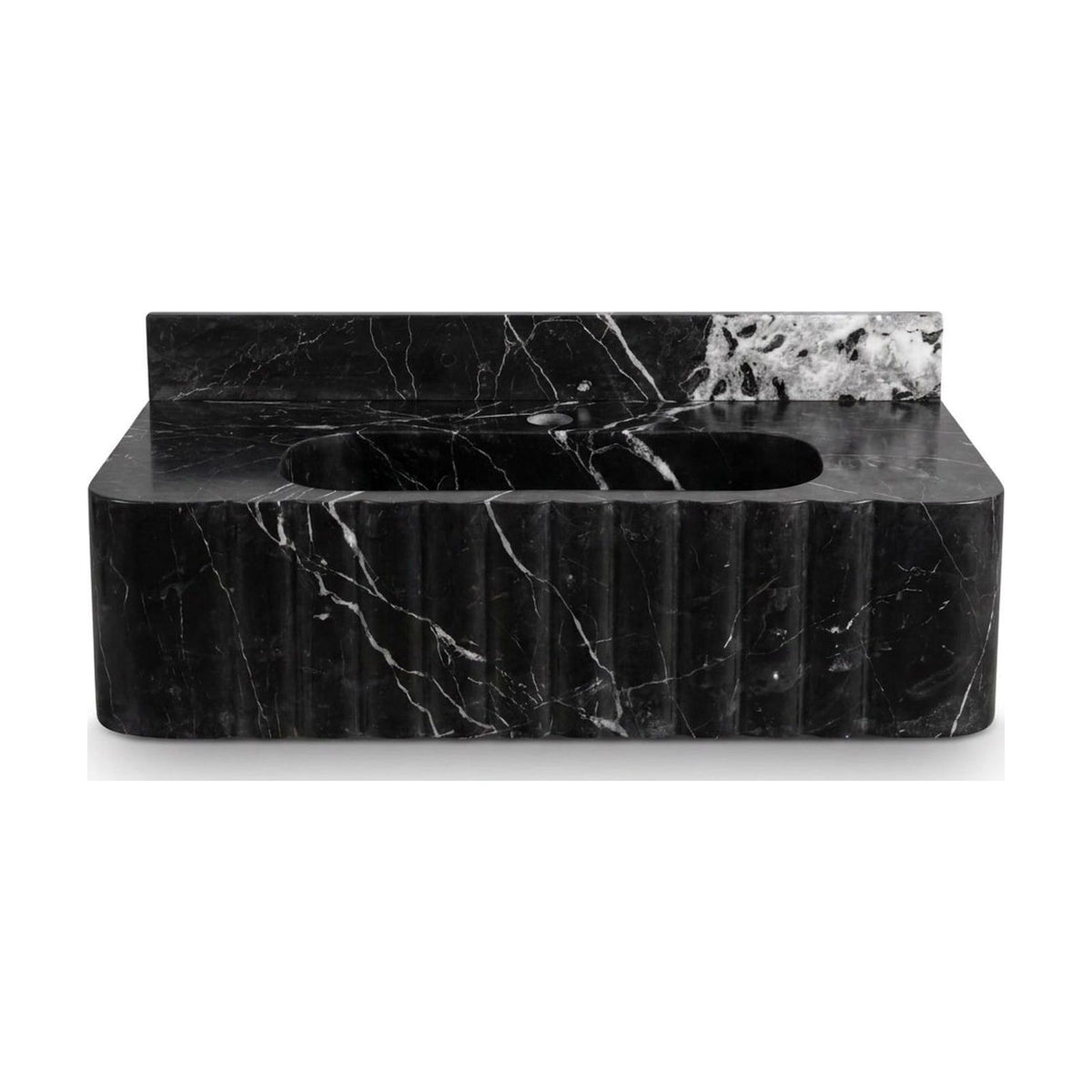 Pietra Notte Fluted Marble Sink with Backsplash — view 1