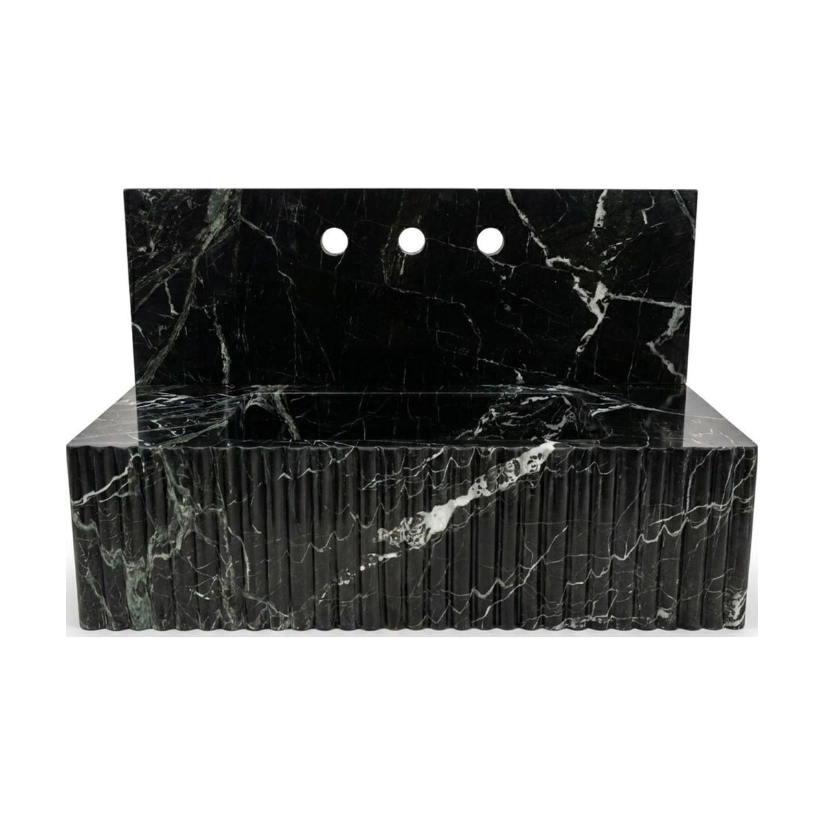 Elazig Green Fluted Marble Sink with Backsplash — view 1