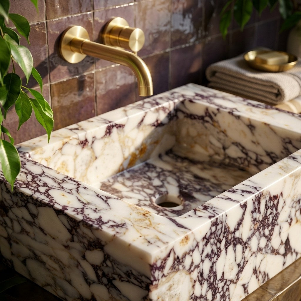 Calacatta Viola Polished Rectangular Vessel Sink — premium — view 2