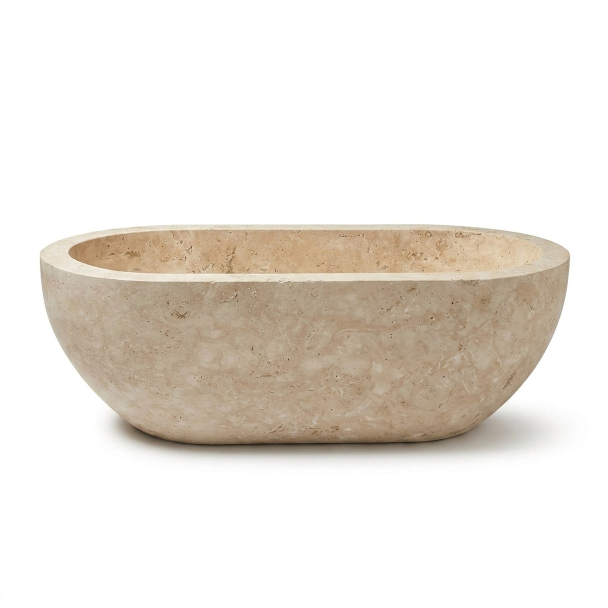 Polished Travertine Oval Freestanding Bathtub