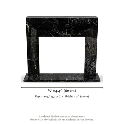 Pietra Notte Polished Marble Fireplace Mantel — dimensions