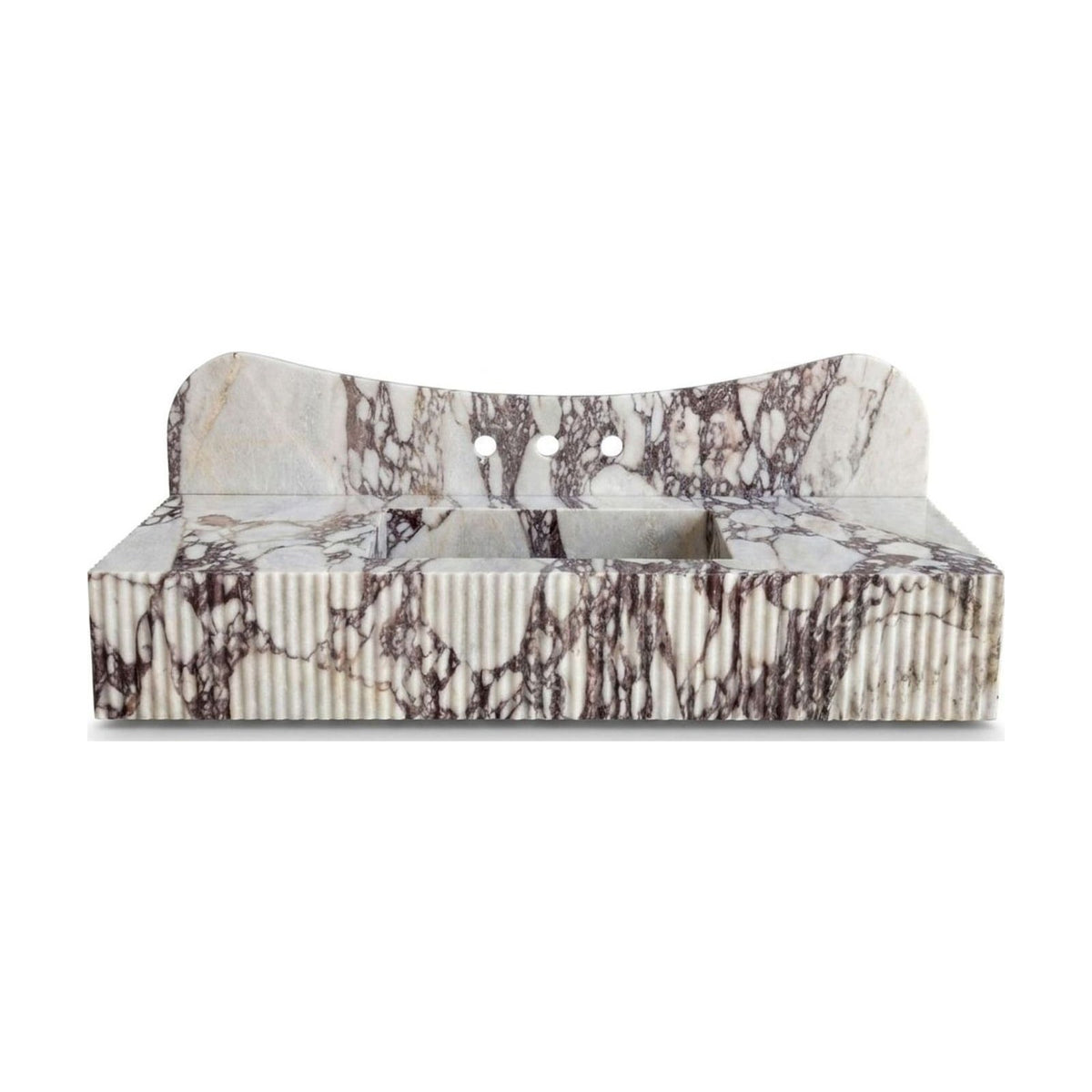 Calacatta Viola Fluted Marble Sink with Backsplash — view 1