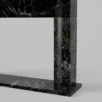 Pietra Notte Polished Marble Fireplace Mantel — detail