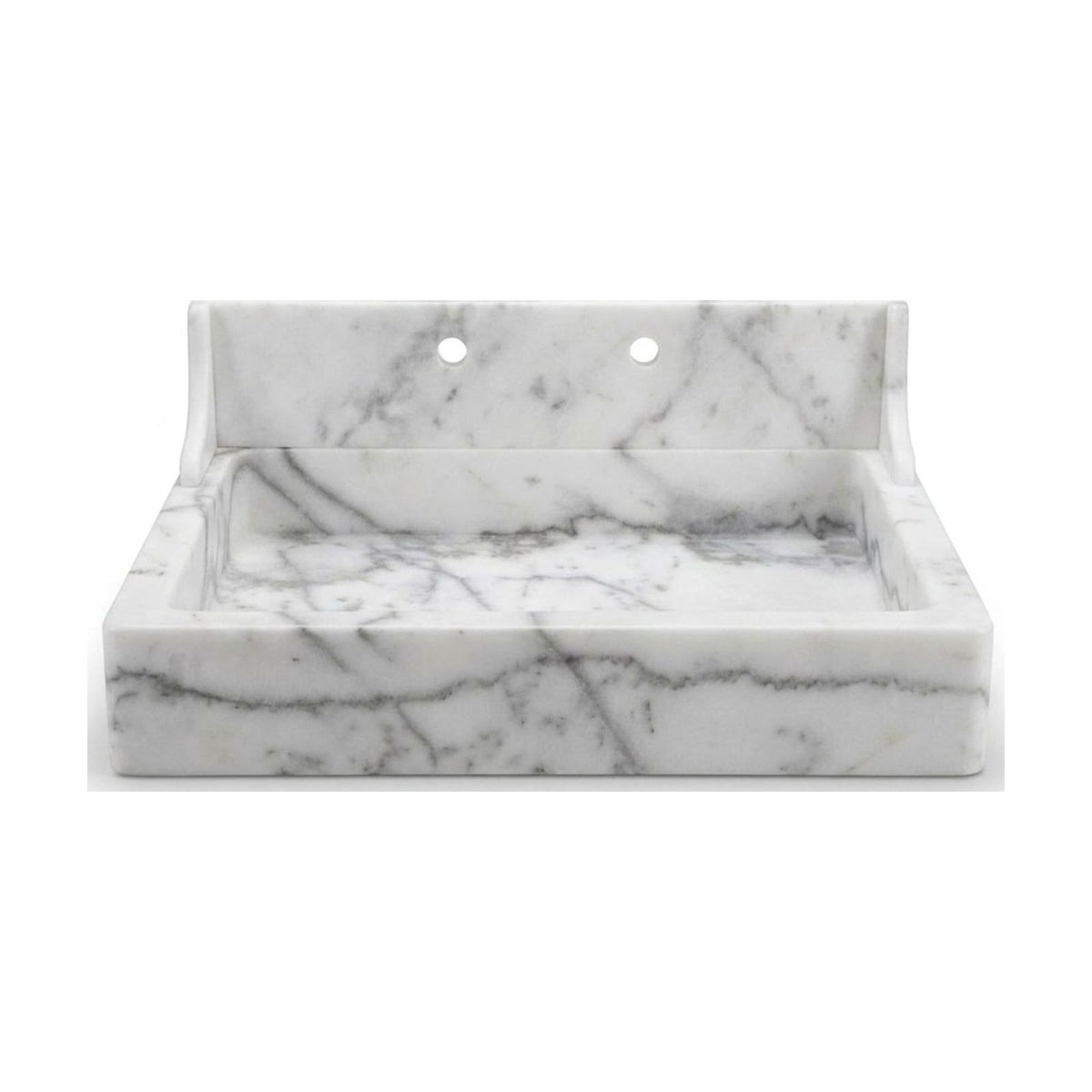 Carrara Honed Marble Sink with Integrated Backsplash — view 1