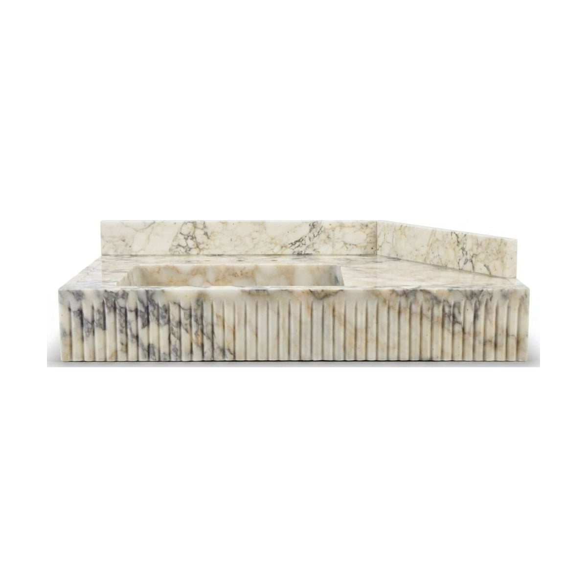 Calacatta Viola Fluted Marble Sink with Backsplash — view 1