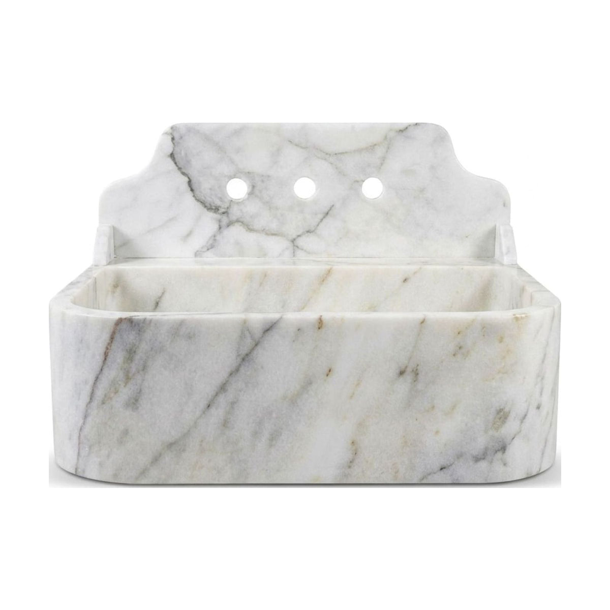 Carrara Marble Sink with Integrated Backsplash — view 1