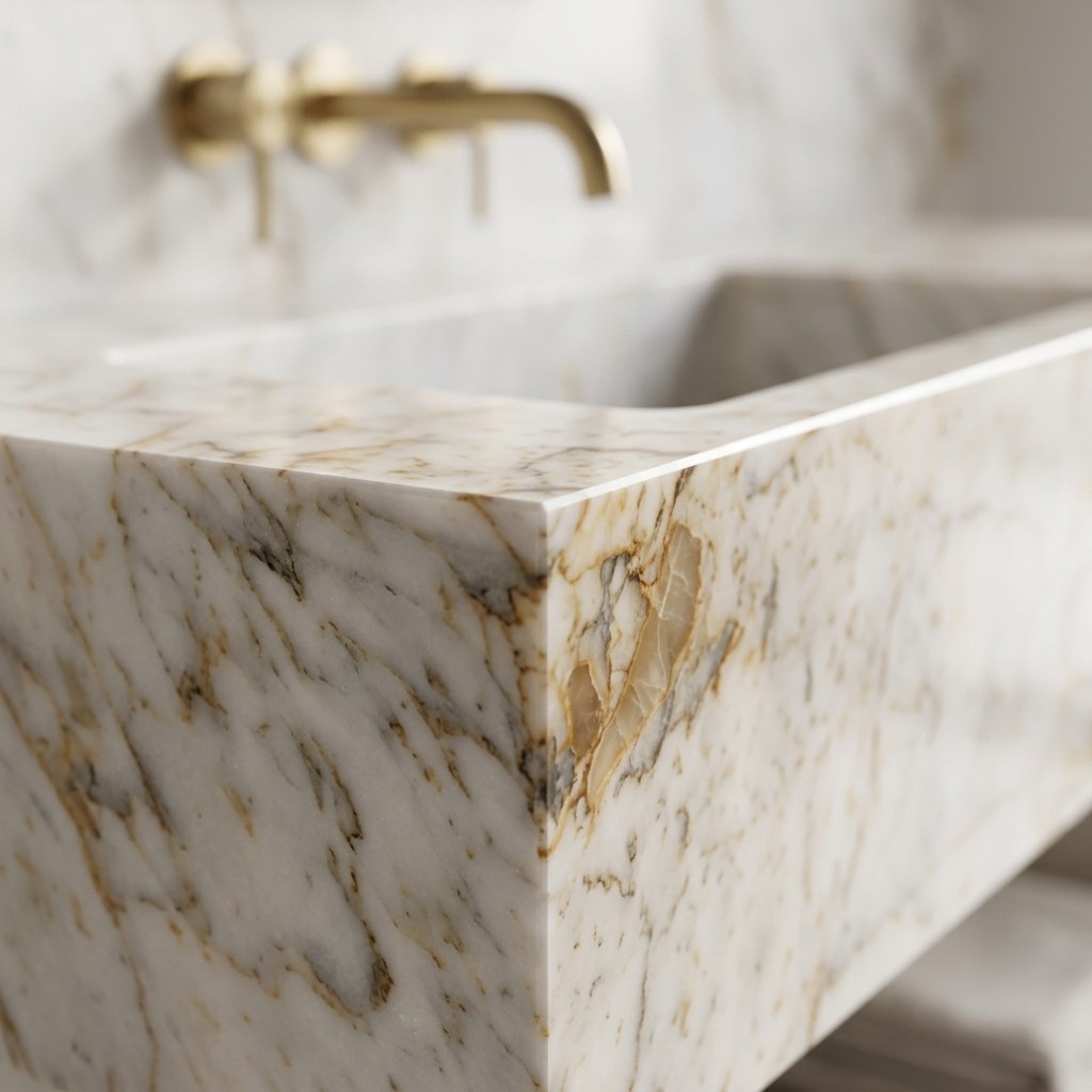 Calacatta Gold Marble Sink — marble detail — view 2
