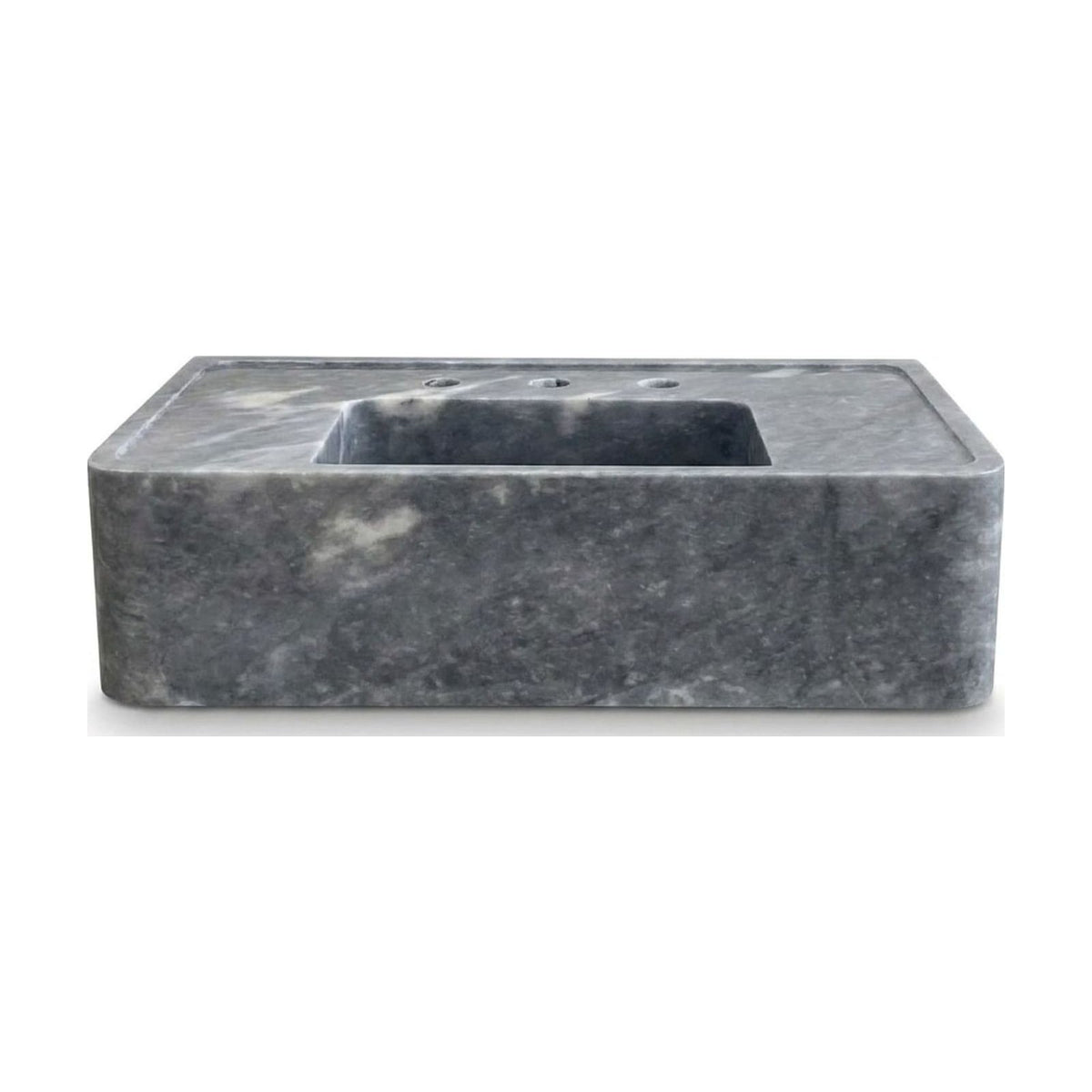Grey Polished Marble Sink with 3 Faucet Holes — view 1