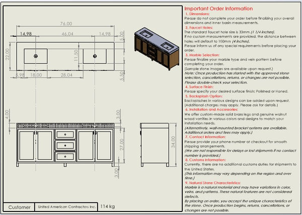 United American Contractors Inc. CUSTOM ORDER