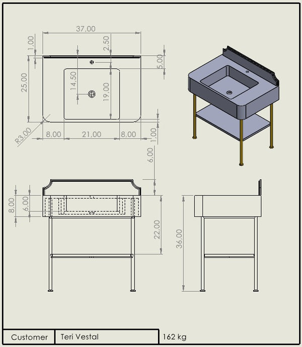 Teri Vestal Vanity   Custom Order