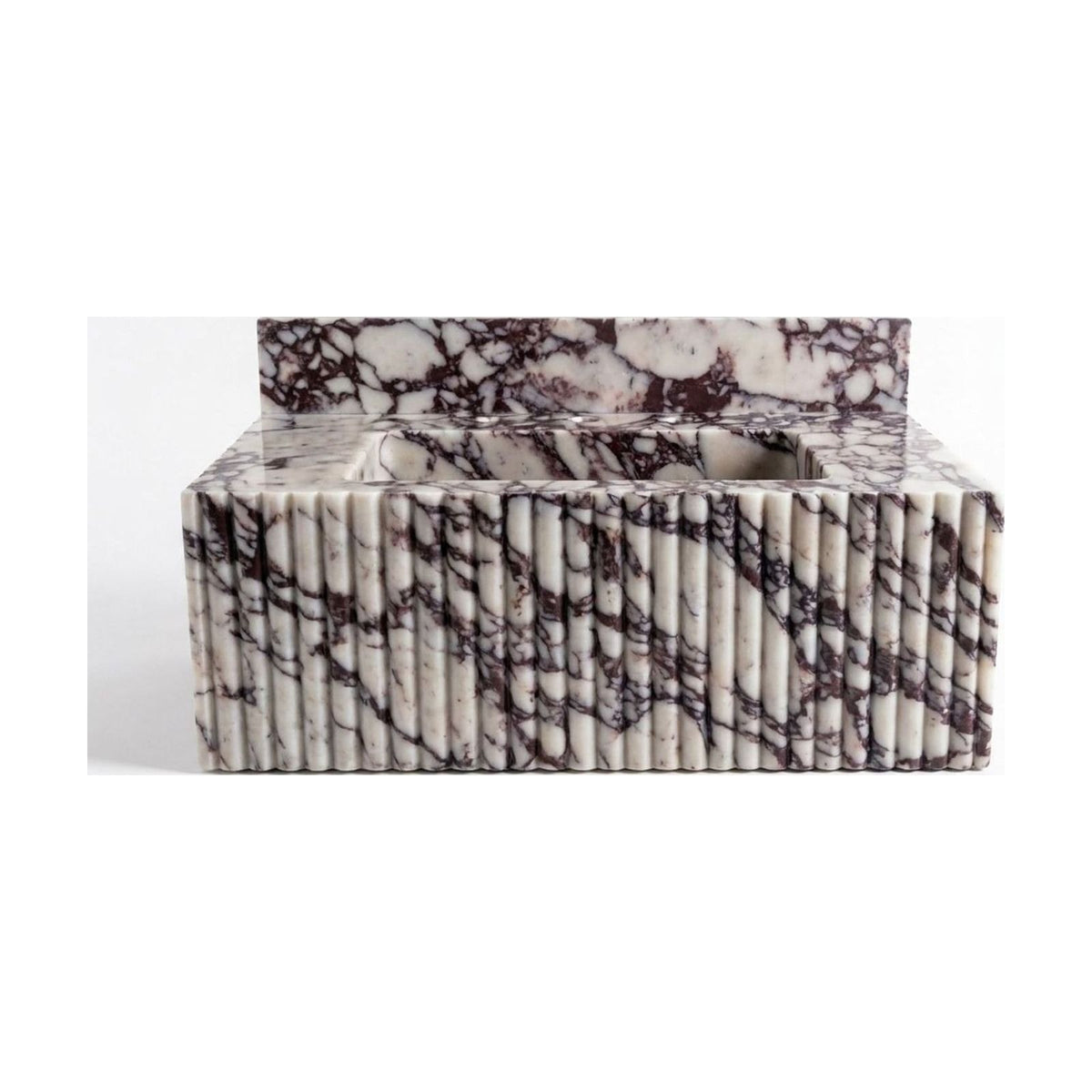 Calacatta Viola Fluted Marble Sink with Backsplash — view 1