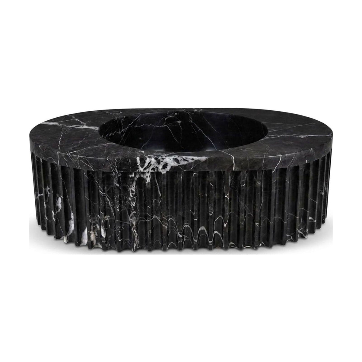 Pietra Notte Fluted Marble Vessel Sink — view 1