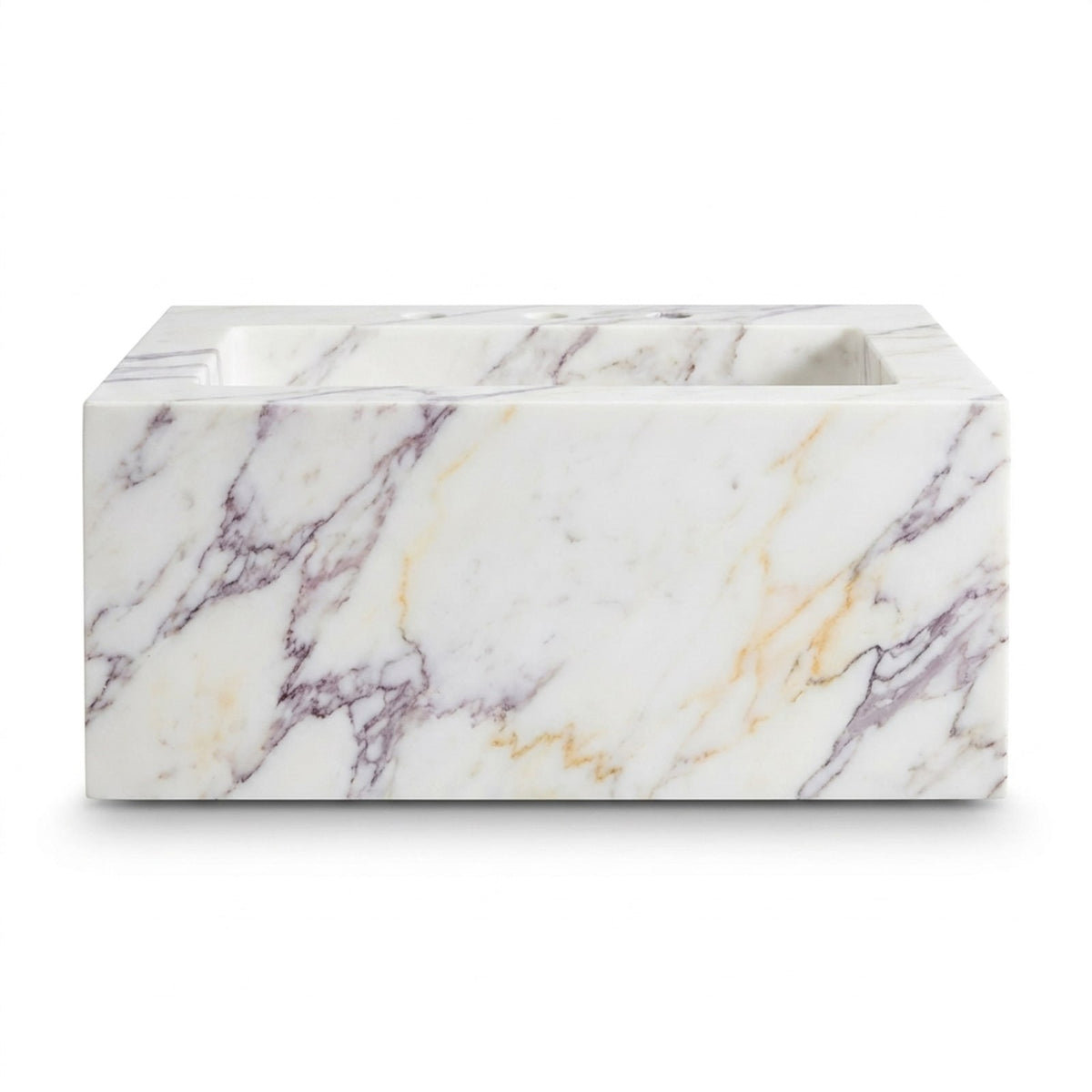Calacatta Viola Polished Marble Sink with Backsplash — view 1