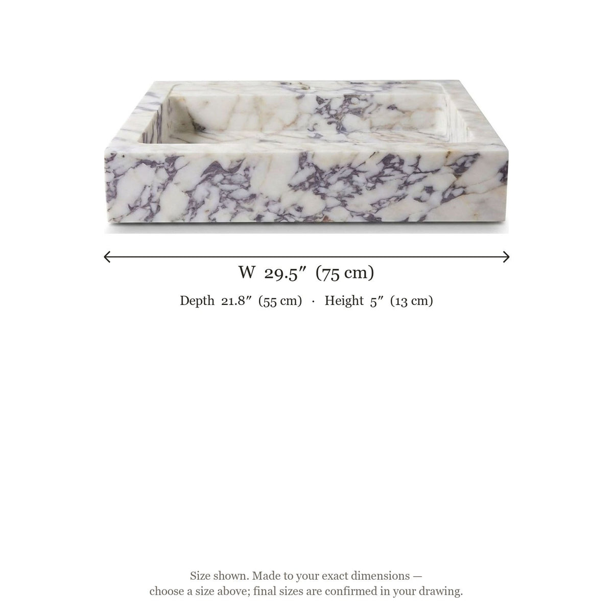 Calacatta Viola Marble Sink — dimensions — view 5