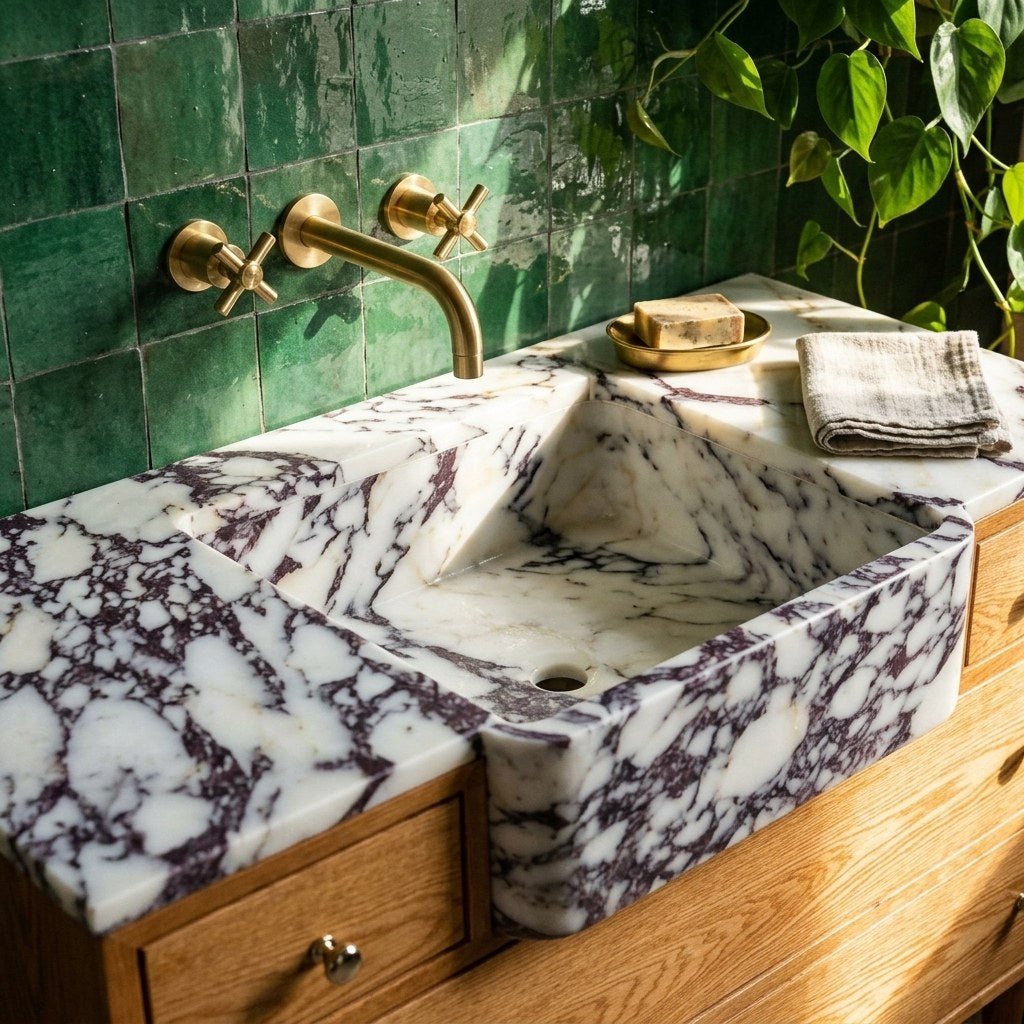 Calacatta Viola Polished Marble Vanity — premium — view 2