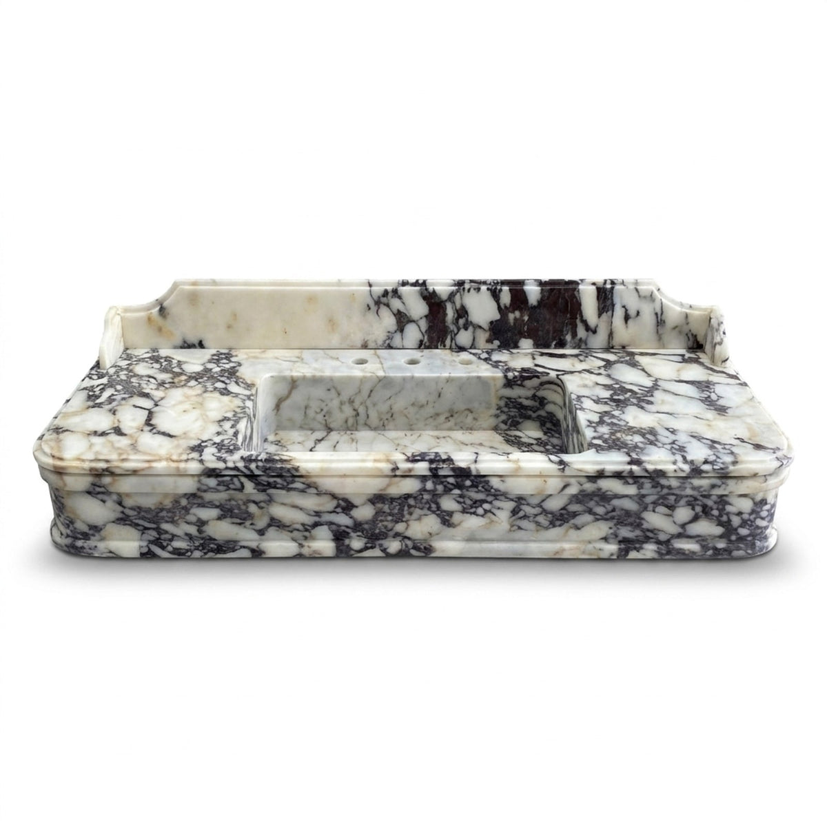 Calacatta Viola Marble Sink with Metal Stand and Backsplash — view 1