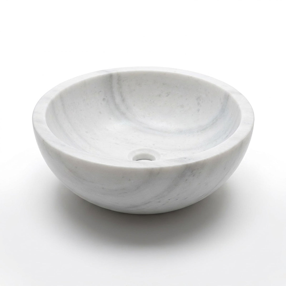 Carrara Marble Round Polished Vessel Sink — view 1