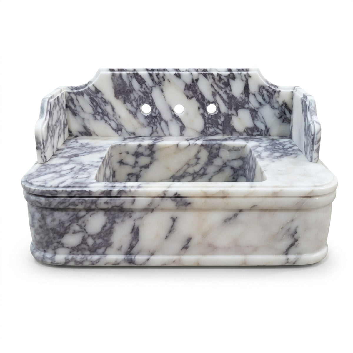 Calacatta Viola Marble Sink with Brass Stand and Backsplash — view 1
